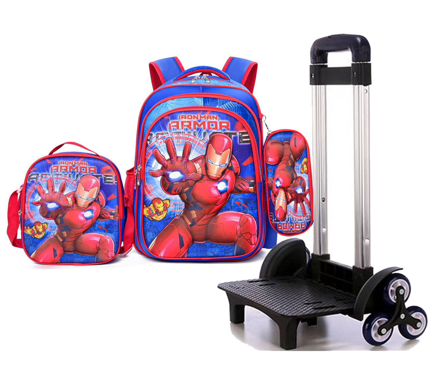 Children's With Light Cartoon Six-wheel Two-wheel Ladder Elementary School Students' Schoolbags