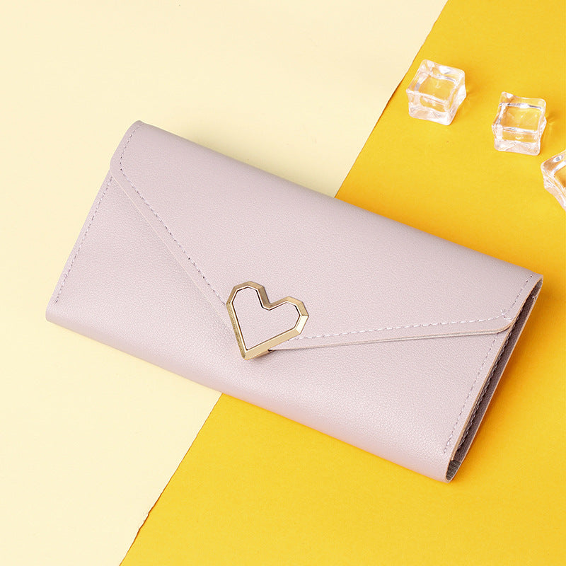 Women's Long Heart-shaped Three-fold Female Clutch Card Holder