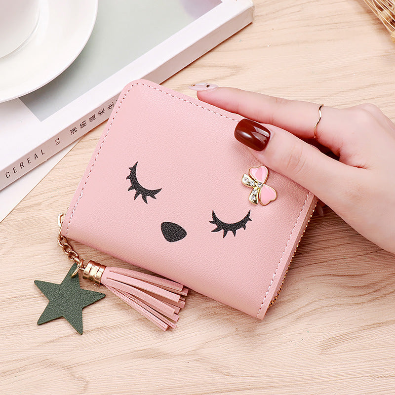 Women's Short Zipper Tassel Cartoon Cute Personality Coin Purses