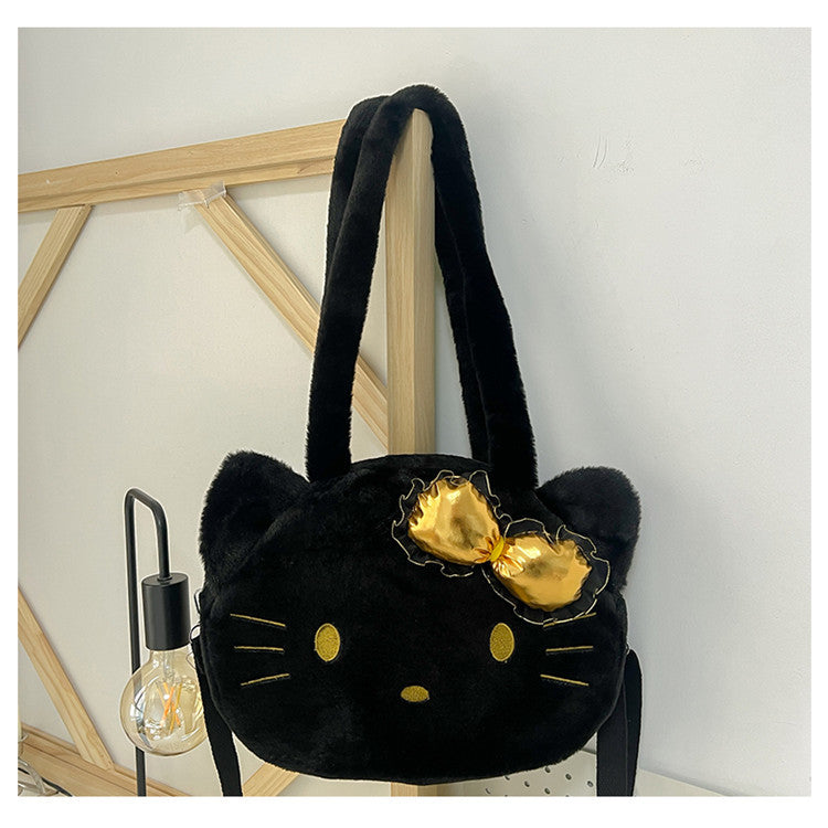 Children's Cat Plush Large Capacity Fashion Tote Children's Shoulder Bags