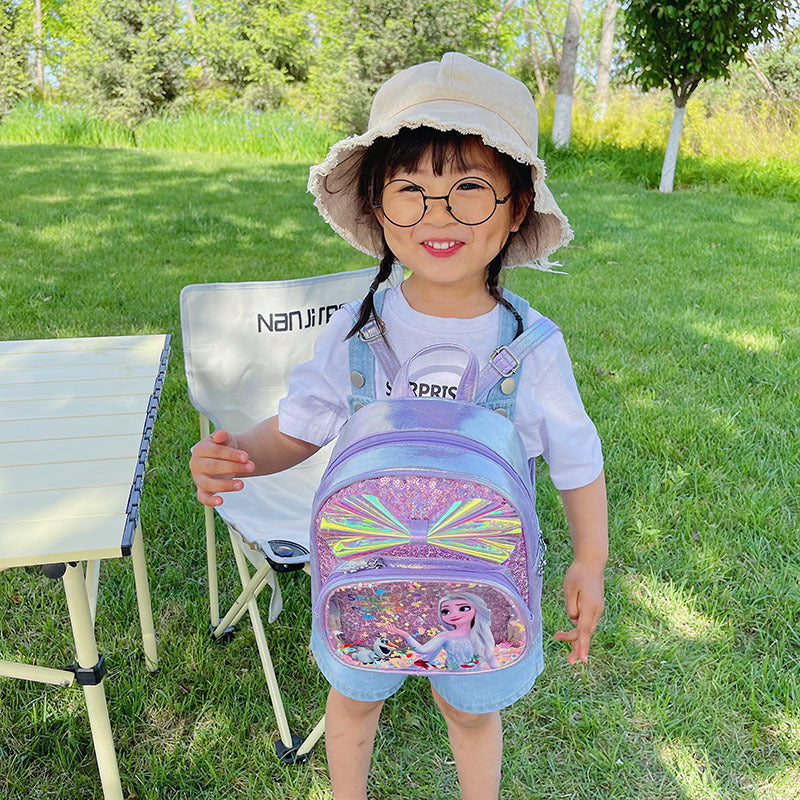 Mini sac à dos à paillettes avec nœud mignon pour enfants, princesse à la mode