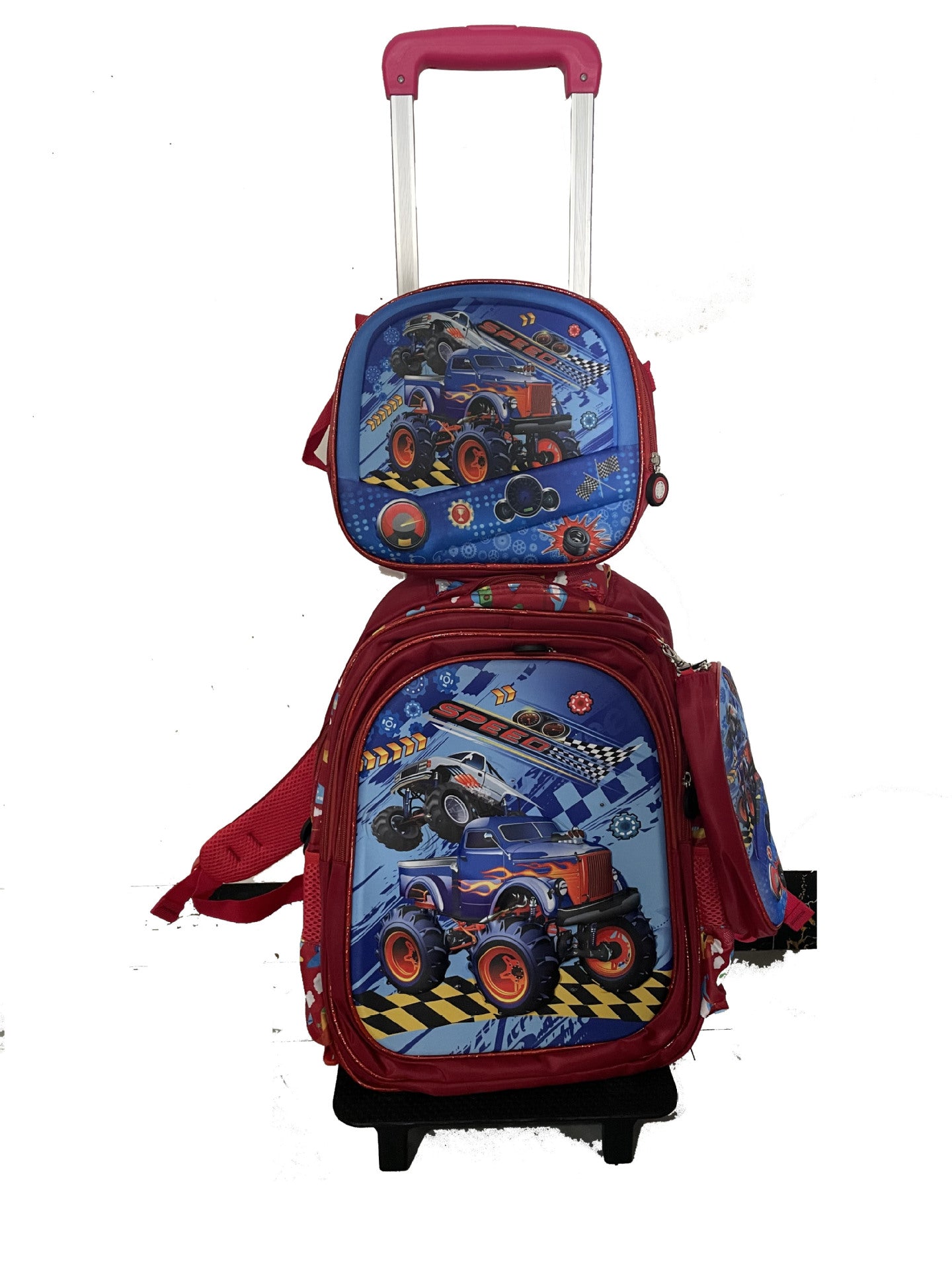 Children's With Light Cartoon Six-wheel Two-wheel Ladder Elementary School Students' Schoolbags