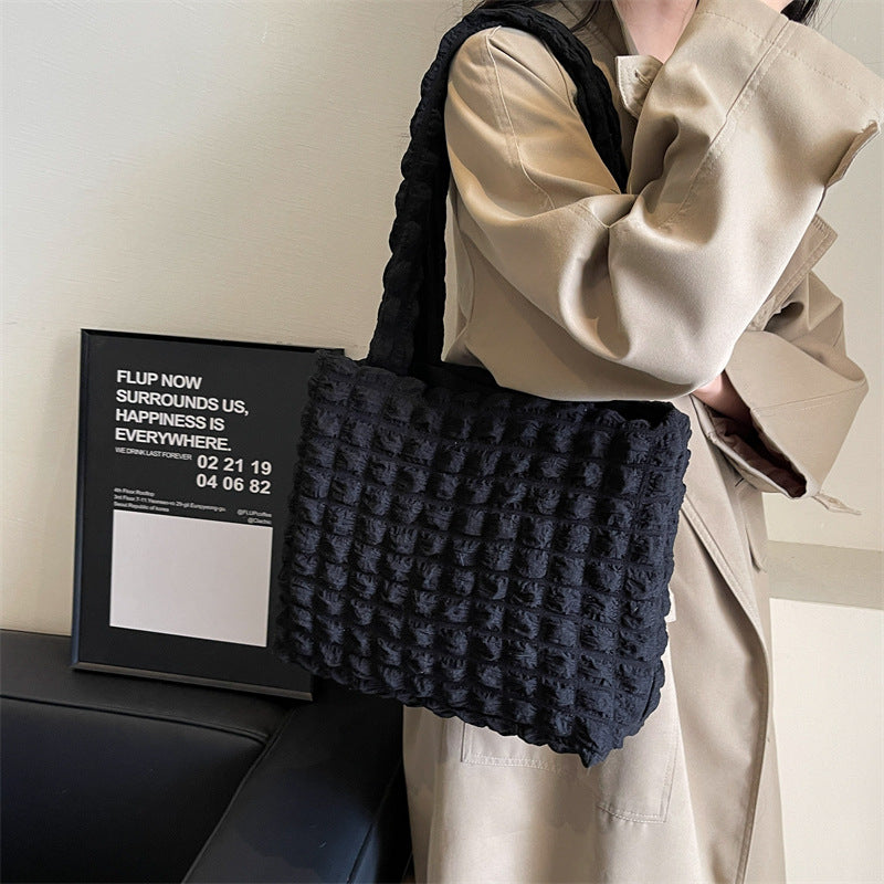 Women's Style Seersucker Three-dimensional Ge Tote Simple Shoulder Bags