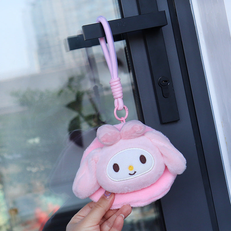 Round Zipper Plush Small White Doll Toy Storage Coin Purses