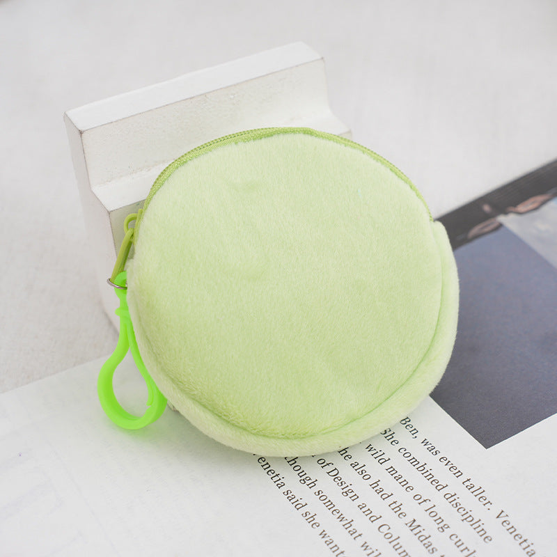 Women's Candy Color Plush Round Cute Certificate Coin Purses