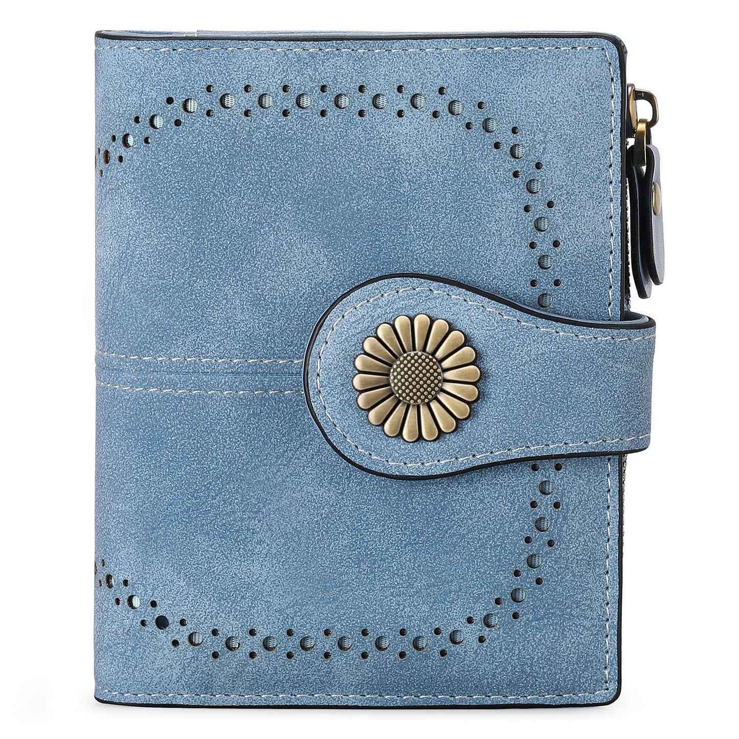 Women's Short Oil Wax Leather Zipper Ladies Wallets