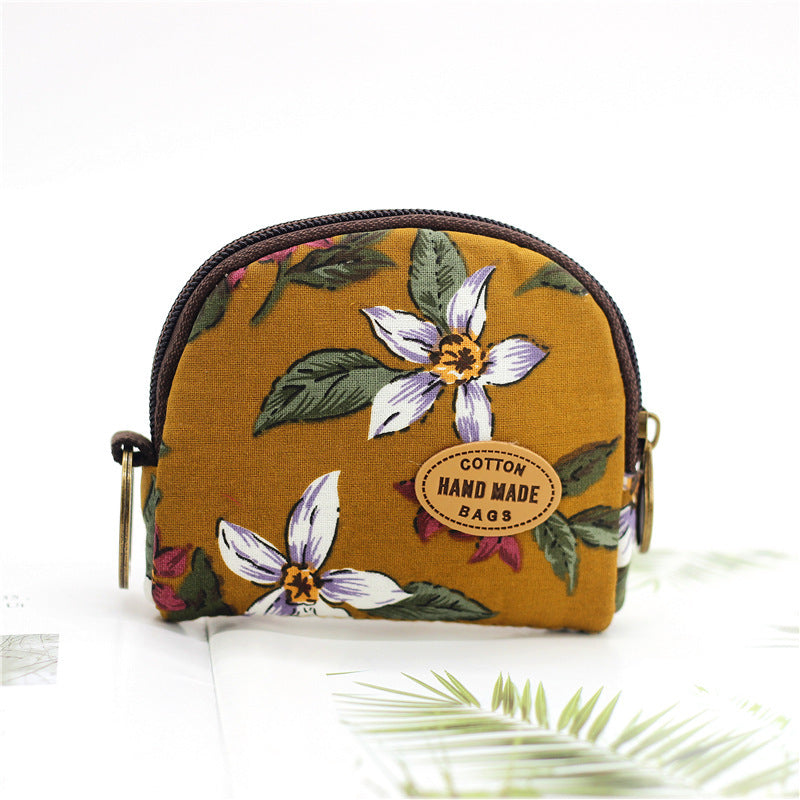 Shell Pastoral Style Flower Small Cloth Coin Purses