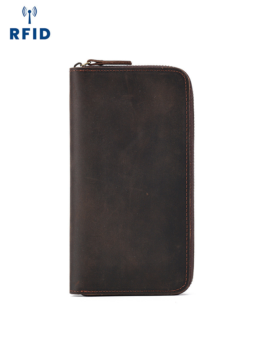 Men's Horse Leather Genuine Fashion Retro Long Men's Wallets