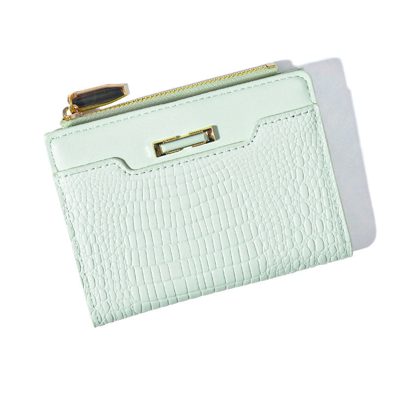 Women's Macaron Color Series Short Crocodile Pattern Ladies Wallets