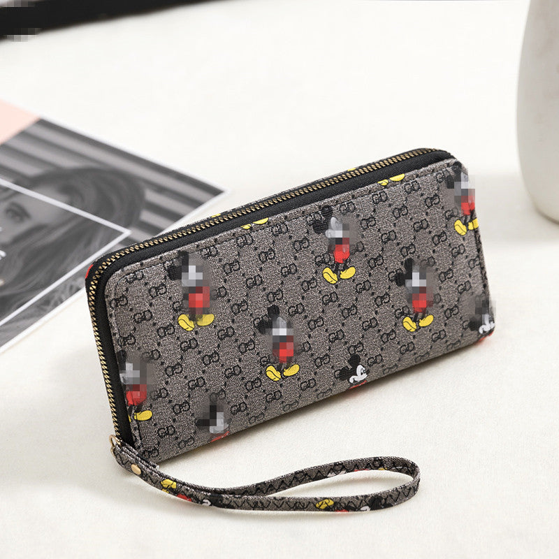 Mickey Zipper Printing Certificate Korean Style Western Large Capacity Ladies Wallets