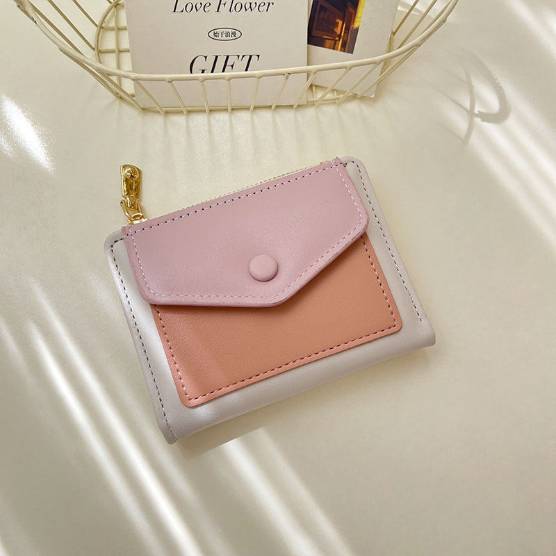 Women's Attractive Korean Color Matching Zipper Card Holder