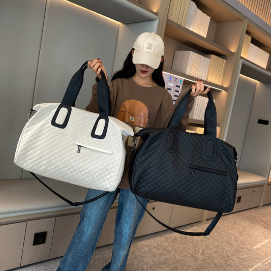 Women's Korean Style Diamond Check Short Distance Travel Bags