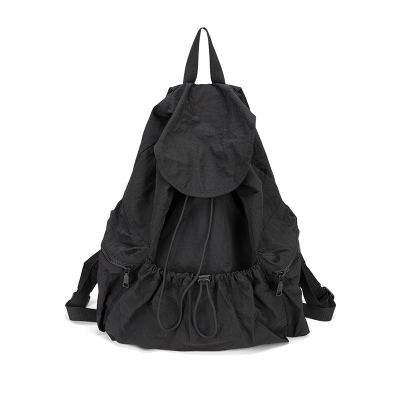 Women's Pleated Drawstring Nylon Niche Trendy Large Capacity Backpacks