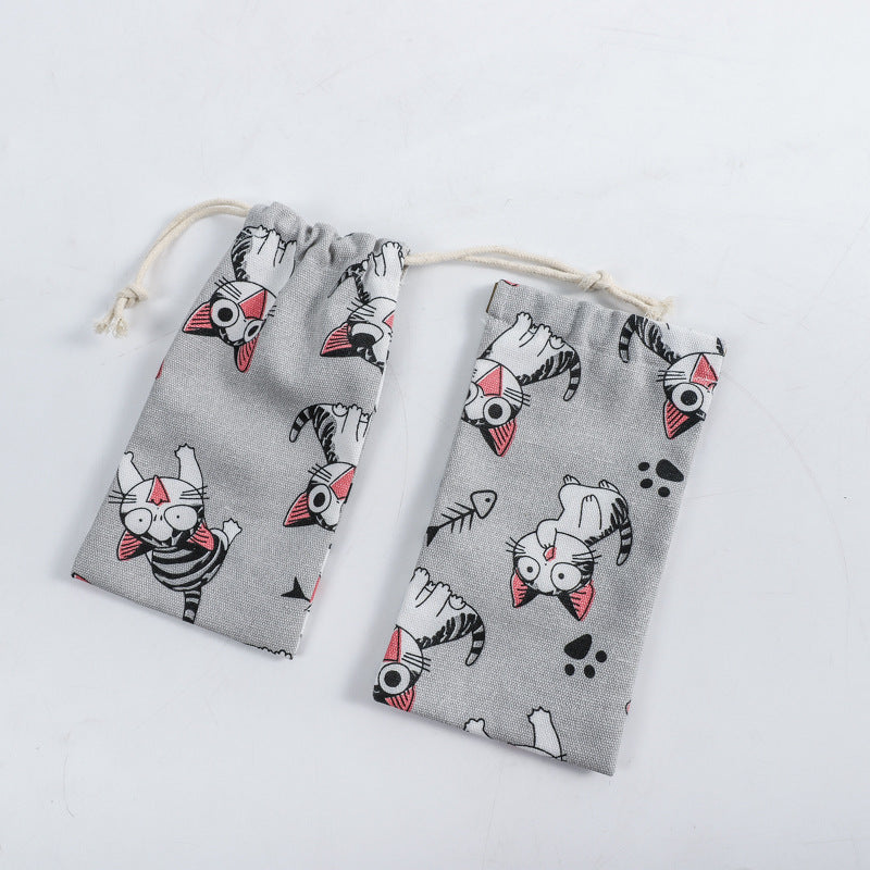 Fresh Portable Printing Canvas Jewelry Drawstring Coin Purses