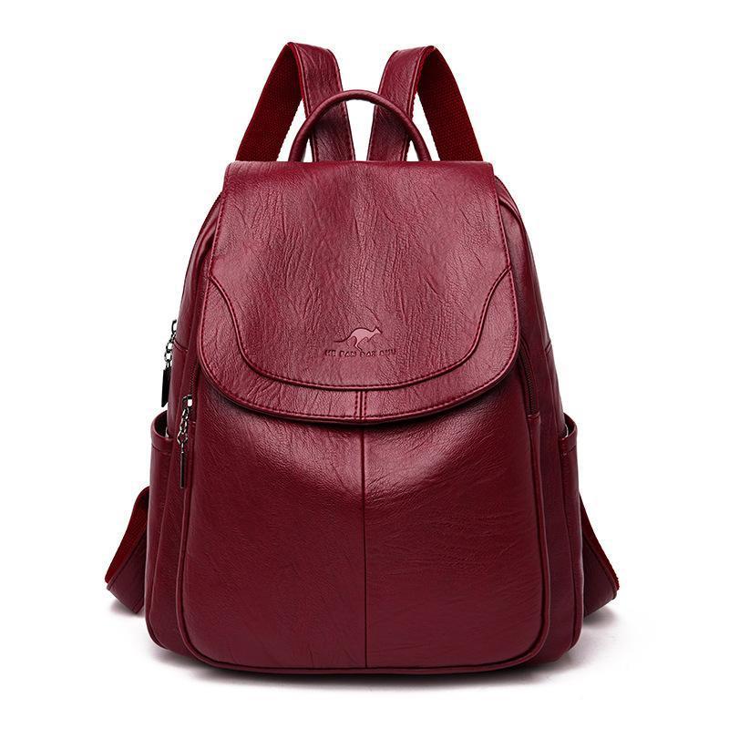 Women's Soft Leather Fashion Genuine Texture Large Backpacks