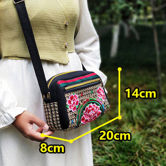 Women's Yunnan National Style Embroidered Canvas Versatile Crossbody Bags