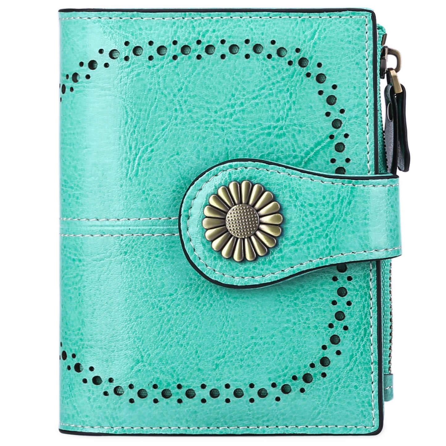 Women's Short Oil Wax Leather Zipper Ladies Wallets