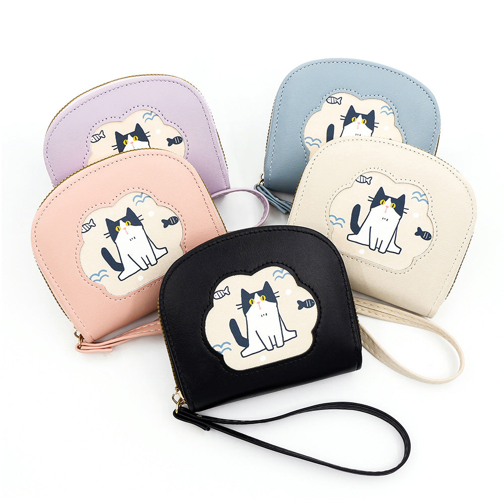 Women's Short Daily Fresh Kitty Shell Zipper Purses