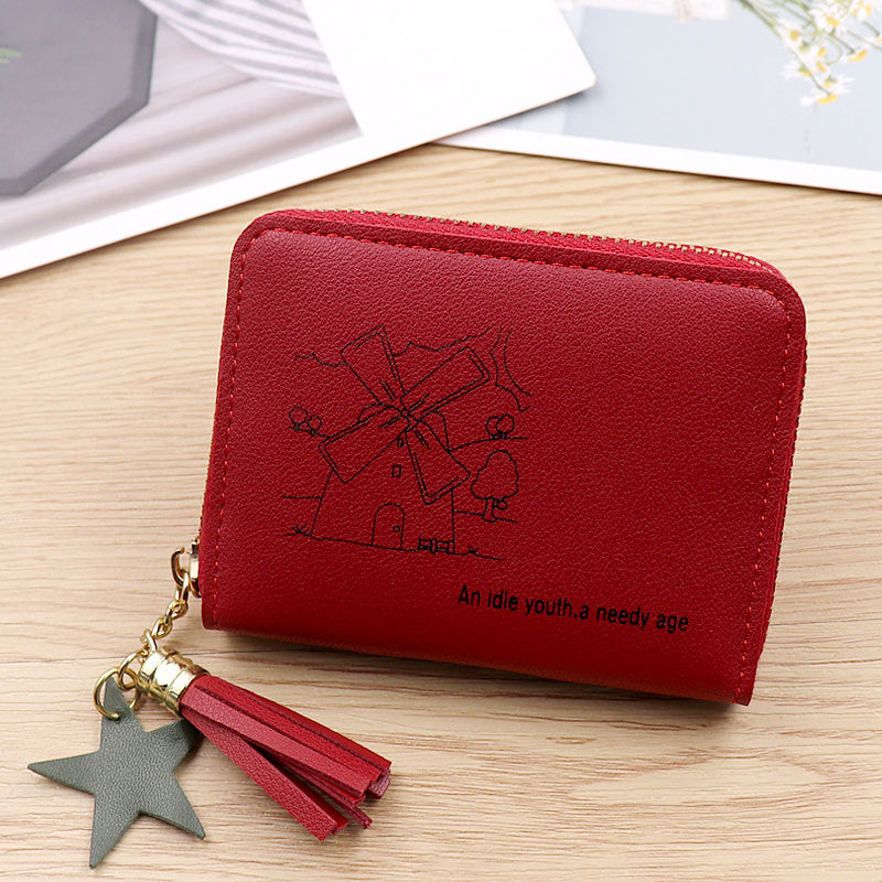 Women's Cute Short Simple Cartoon Soft Leather Coin Purses