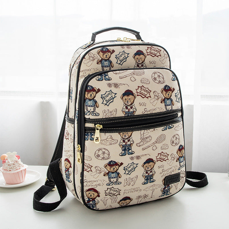 Women's Bear Attachment Korean Style Preppy Fashion Backpacks