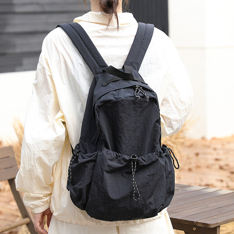 Leisure Artistic Nylon Fashion Pleated Drawstring Backpacks