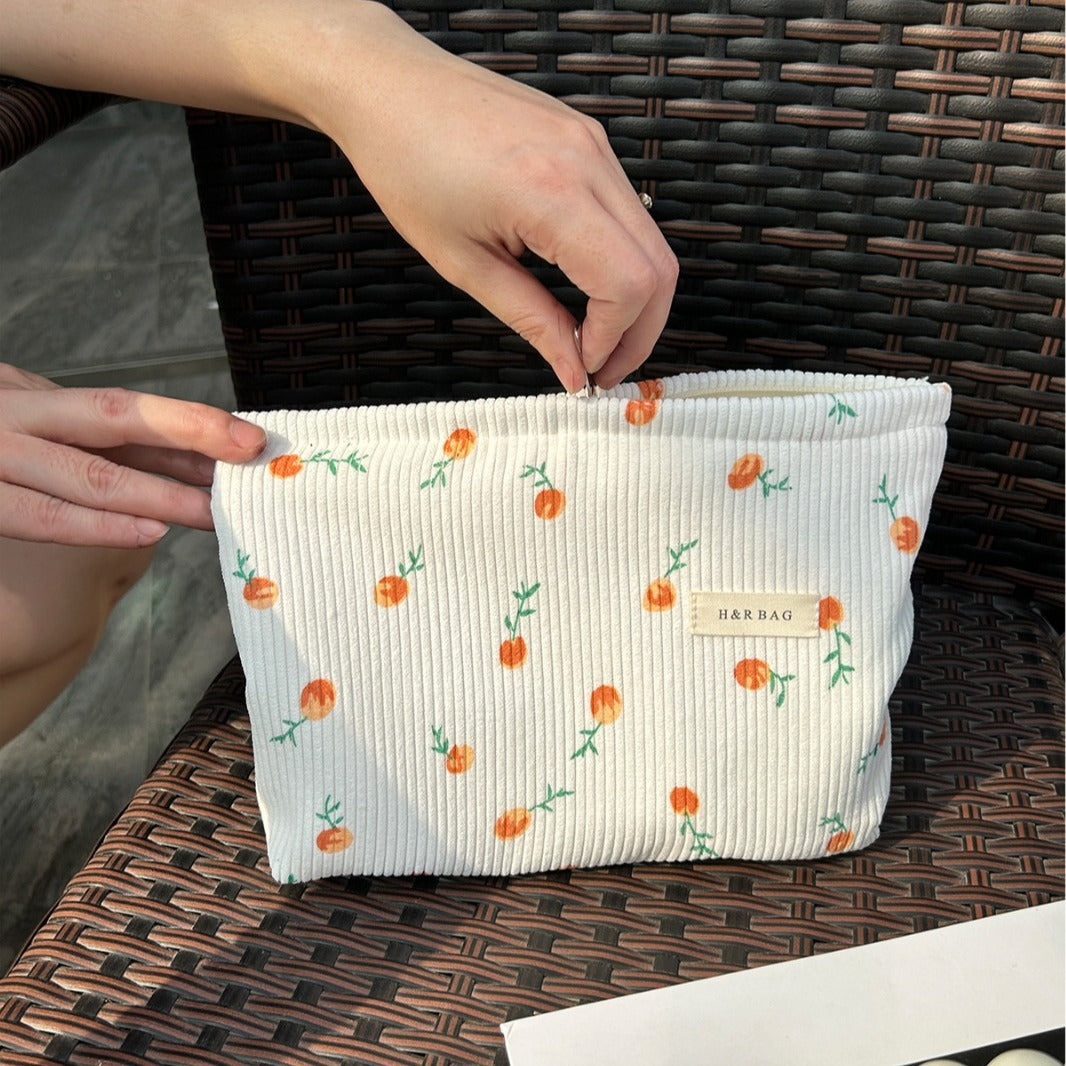 Simple Corduroy Hand-held Portable Skin Care Cosmetic Bags