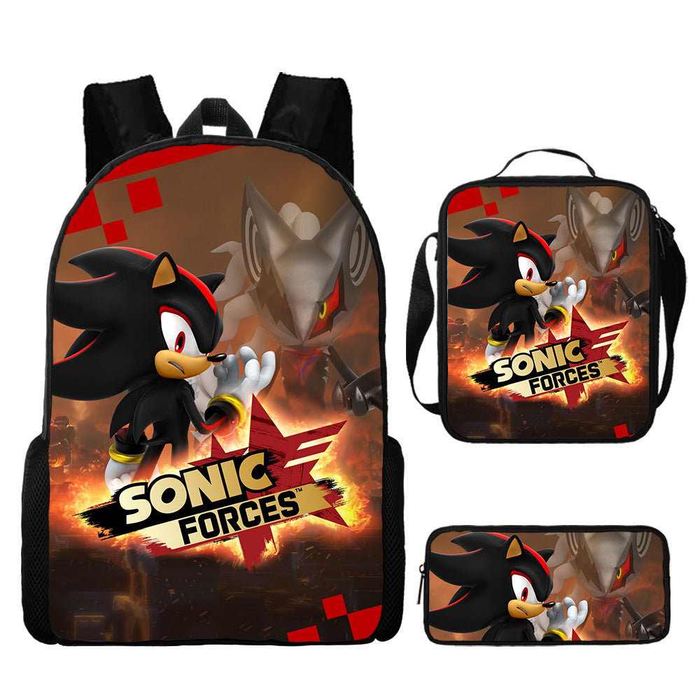 Sonic Primary Three-piece Set Cartoon Animation Bags