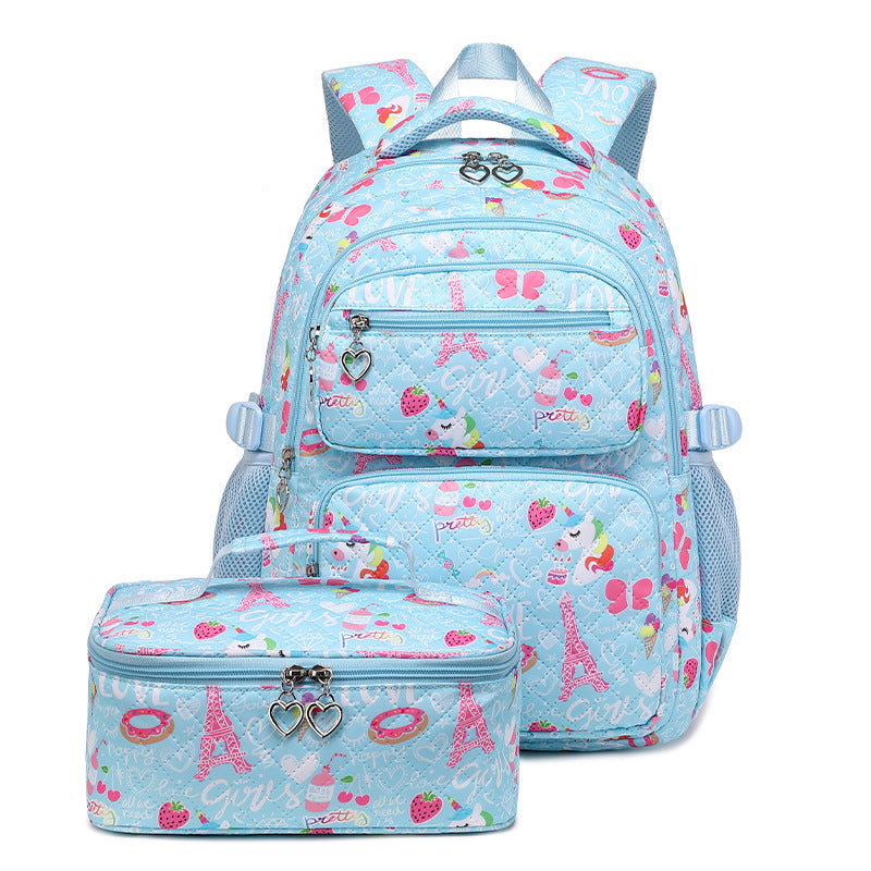 Two-piece Primary Female Sunshine Rainbow Printed Elementary School Students' Schoolbags