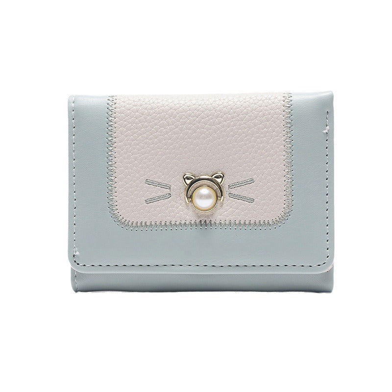 Women's Korean Style Multiple Slots Cat Short Ladies Wallets