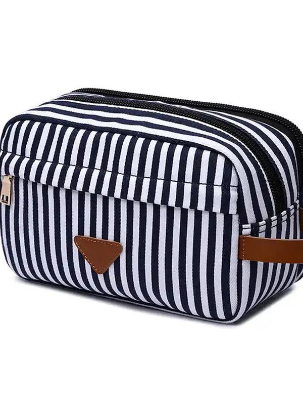 Stylish Striped Make-up Clutch Fashion Canvas Cosmetic Bags