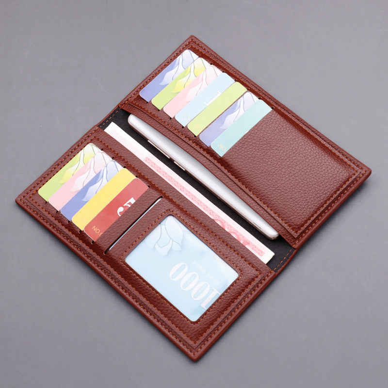 Men's Long Multiple Slots Soft Leather Lychee Men's Wallets