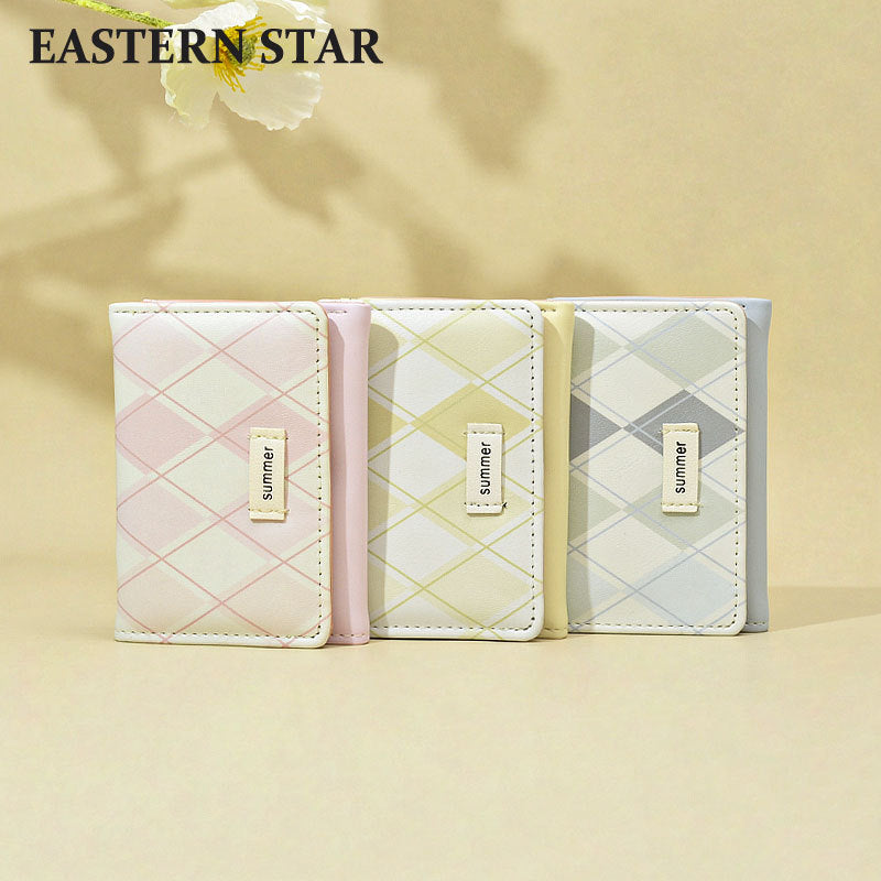 Women's Plaid Small Fresh Folding Three Fold Ladies Wallets