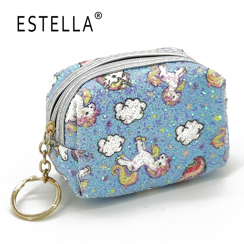 Children's Unicorn Gree Sequined Cartoon Mini Portable Coin Purses