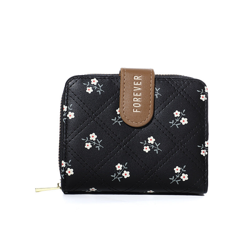 Women's Creative Button Simple Printed Short Ladies Wallets