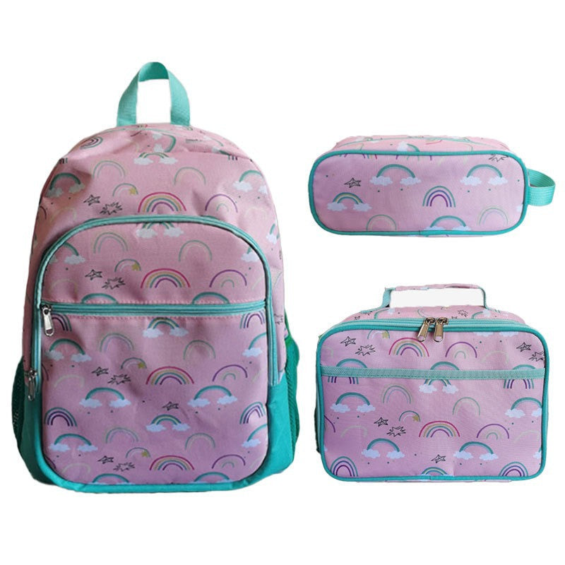 Children's Autumn Three-piece Unicorn Lunch Pencil Suit Elementary School Students' Schoolbags