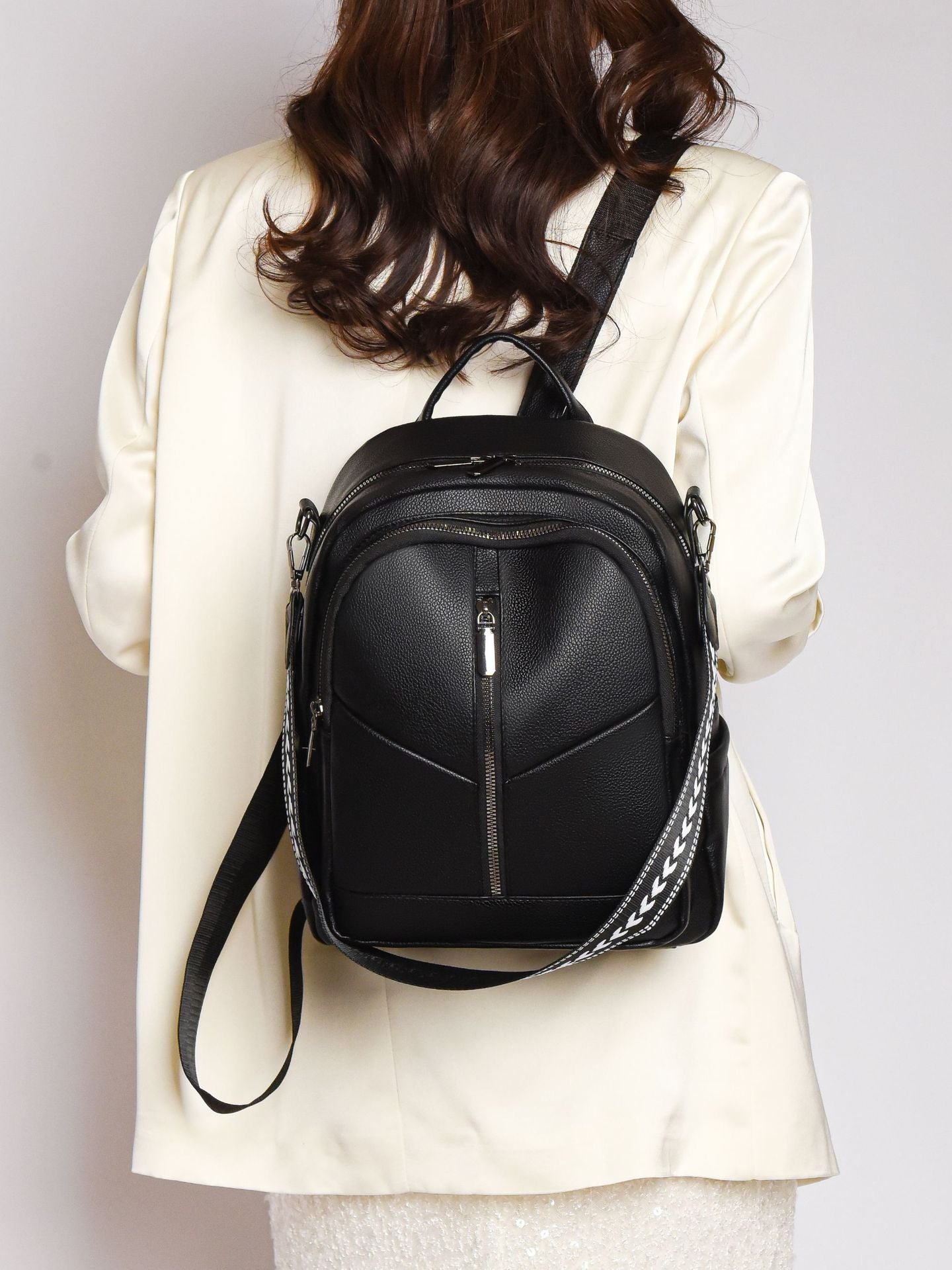 Women's Soft Leather Street Fashion Trend Backpacks