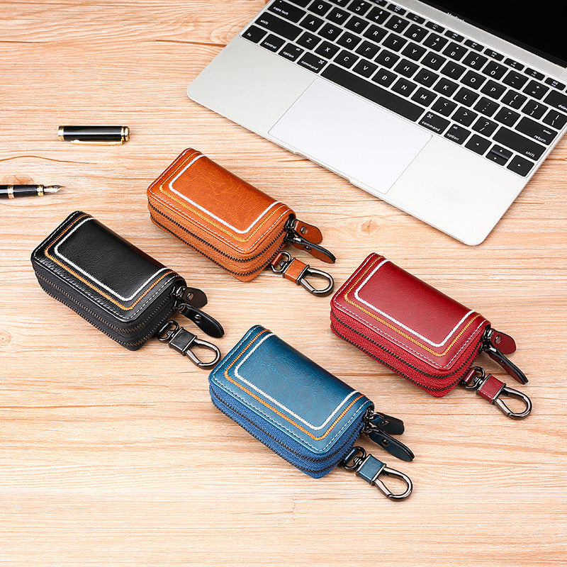 Women's & Men's & Multifunctional Leather Zipper Car Fashion Key Bags