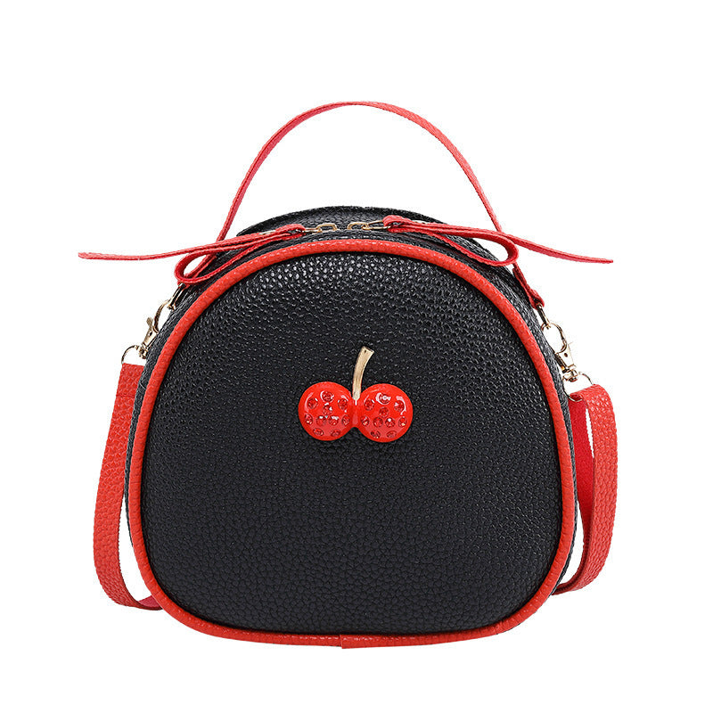 Women's Style Lychee Pattern Contrast Color Cherry Phone Bags