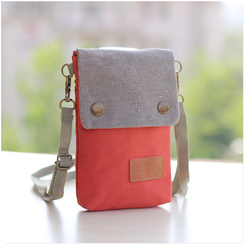 Women's Solid Color Canvas Simple Cloth Fashion Phone Bags