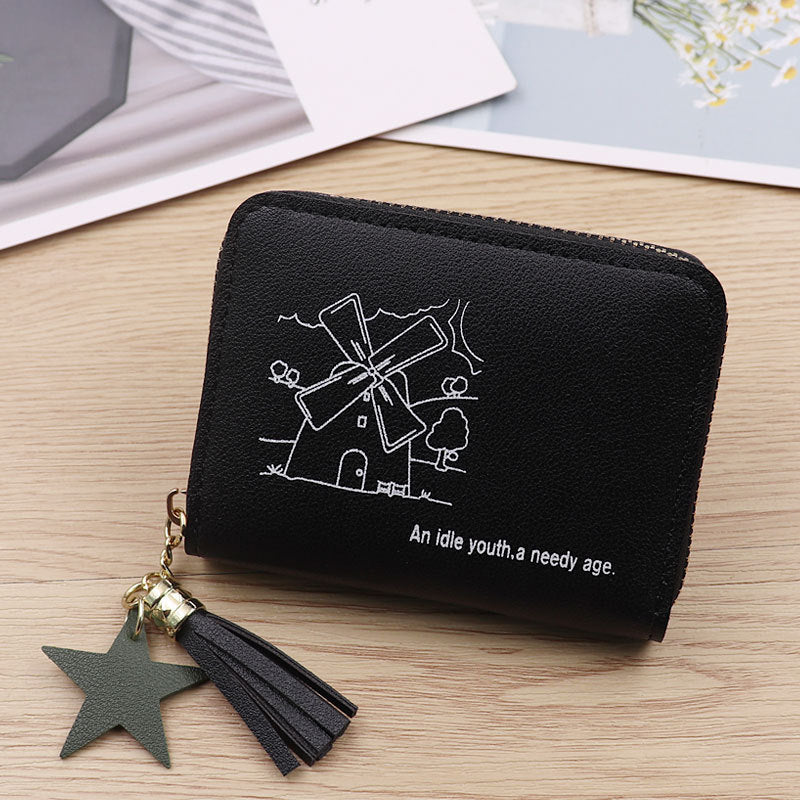 Women's Cute Short Simple Cartoon Soft Leather Coin Purses