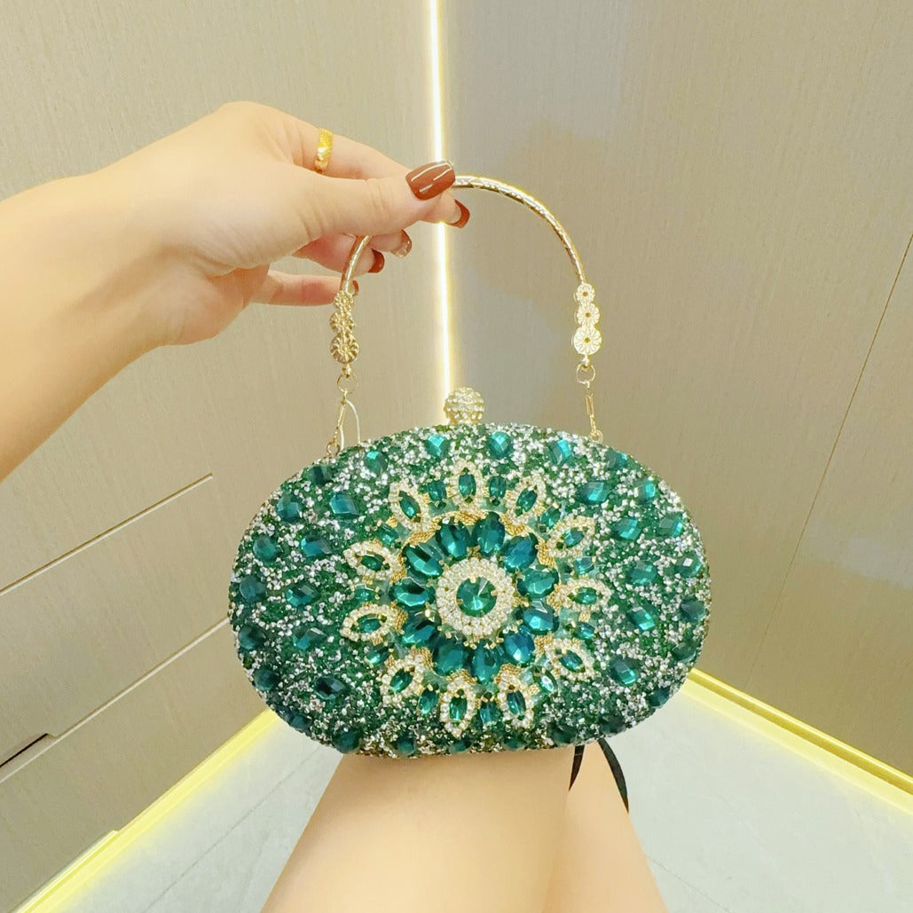 Women's Textured Rhinestone Dress Banquet Clutch Portable Bags