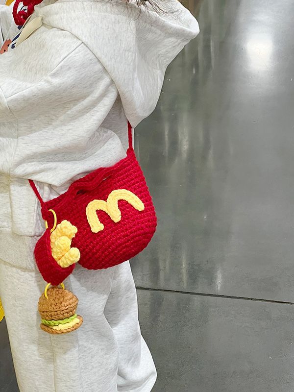 Children's Hand-woven French Fries Cola Wool Crocheted Children's Shoulder Bags