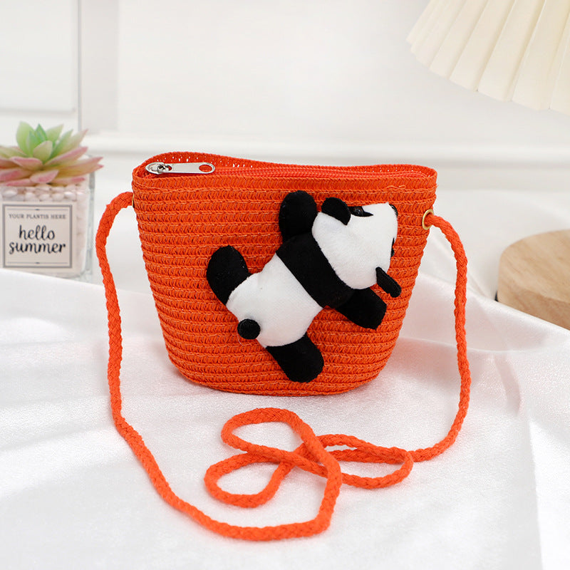 Children's Straw Female Cute Boy Western Style Leaning Bear Children's Coin Purse