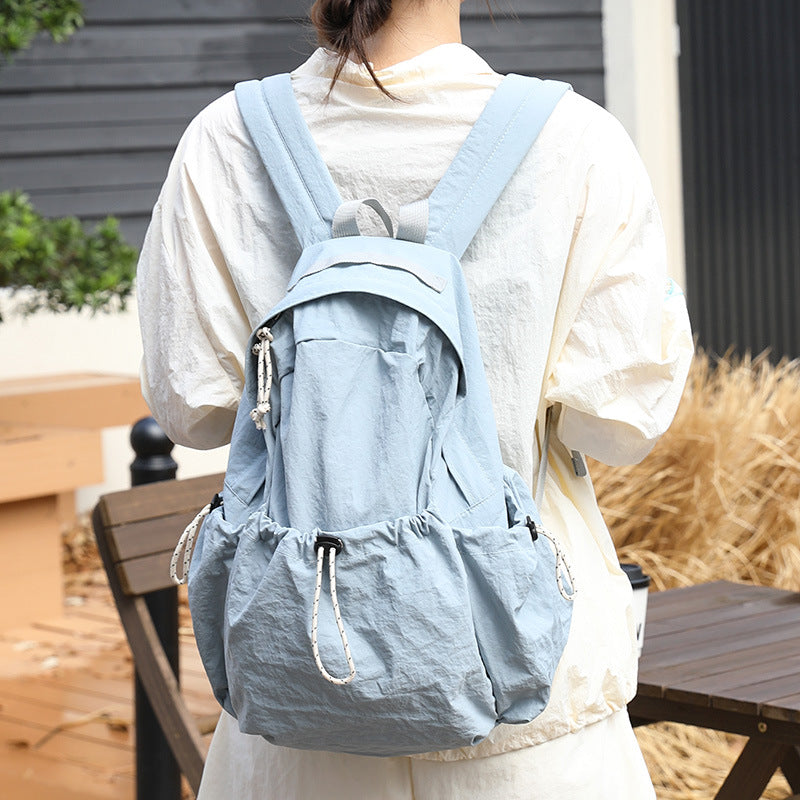 Leisure Artistic Nylon Fashion Pleated Drawstring Backpacks