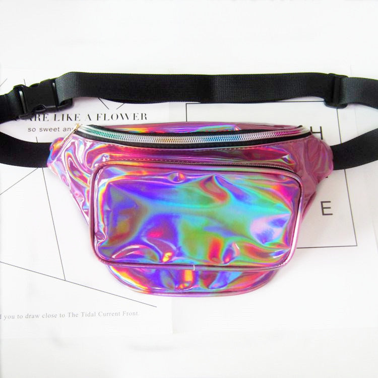 Women's Laser Street Trendy Unique Colorful Slanted Waist Packs