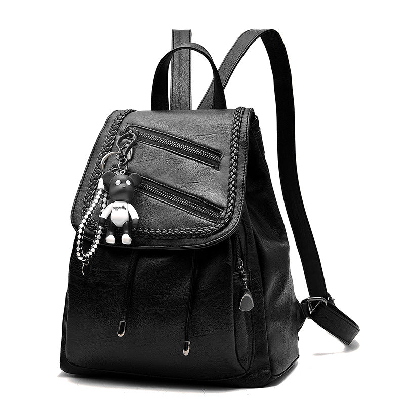 Women's Korean Style Versatile Fashion Cattlehide Large Backpacks