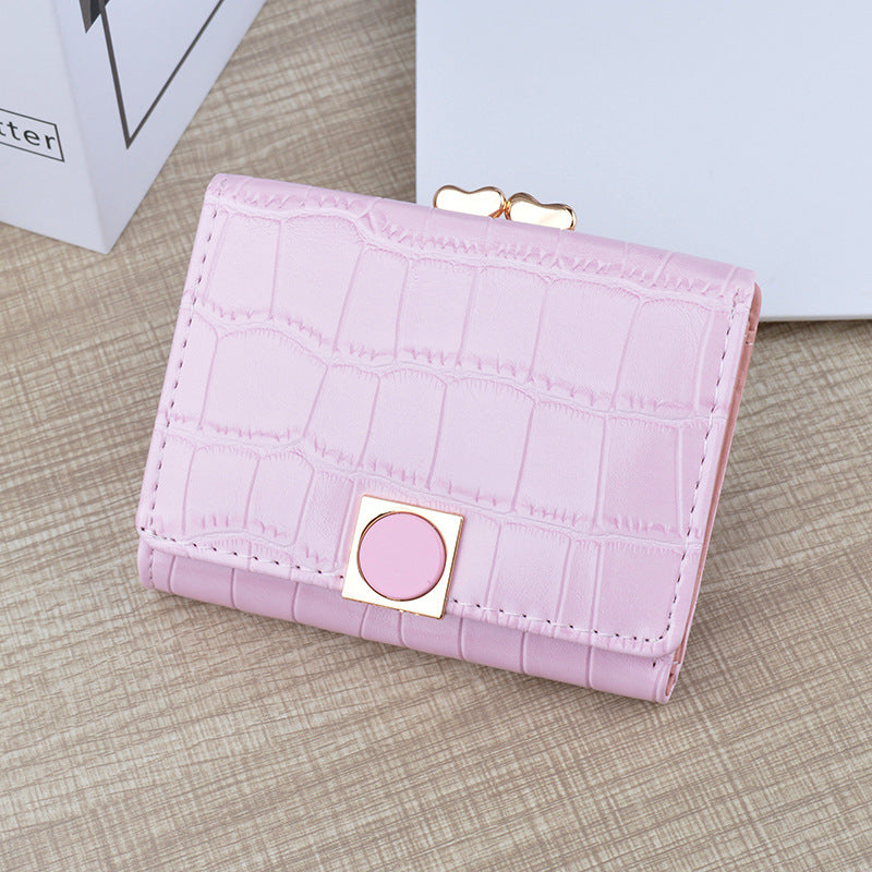 Women's Female Crocodile Pattern Folding Large Capacity Soft Ladies Wallets