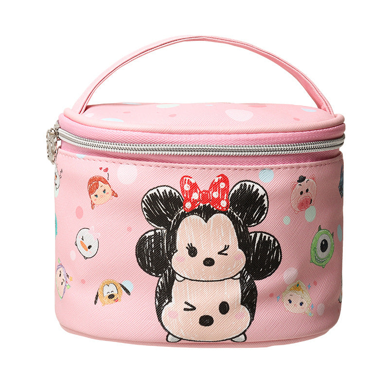 Round Barrel Cartoon Cute Large Capacity Cosmetic Bags