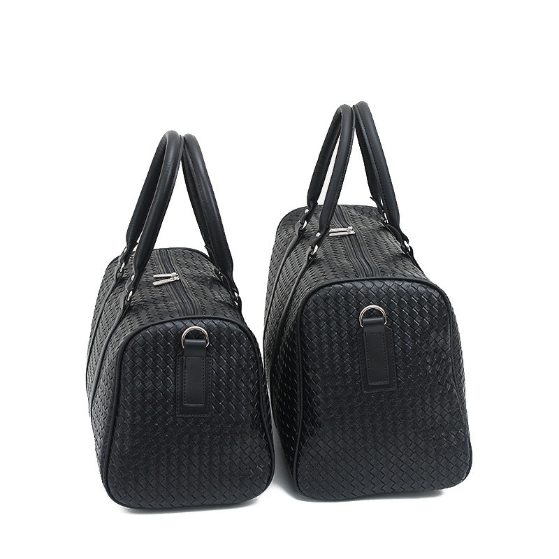 Women's & Men's & Woven Portable Large Capacity Black Travel Bags