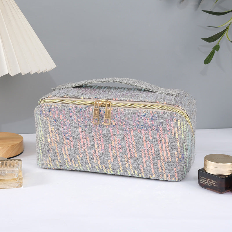 Classic Style Colorful Sequin Soft Large Capacity Storage Wash Cosmetic Bags